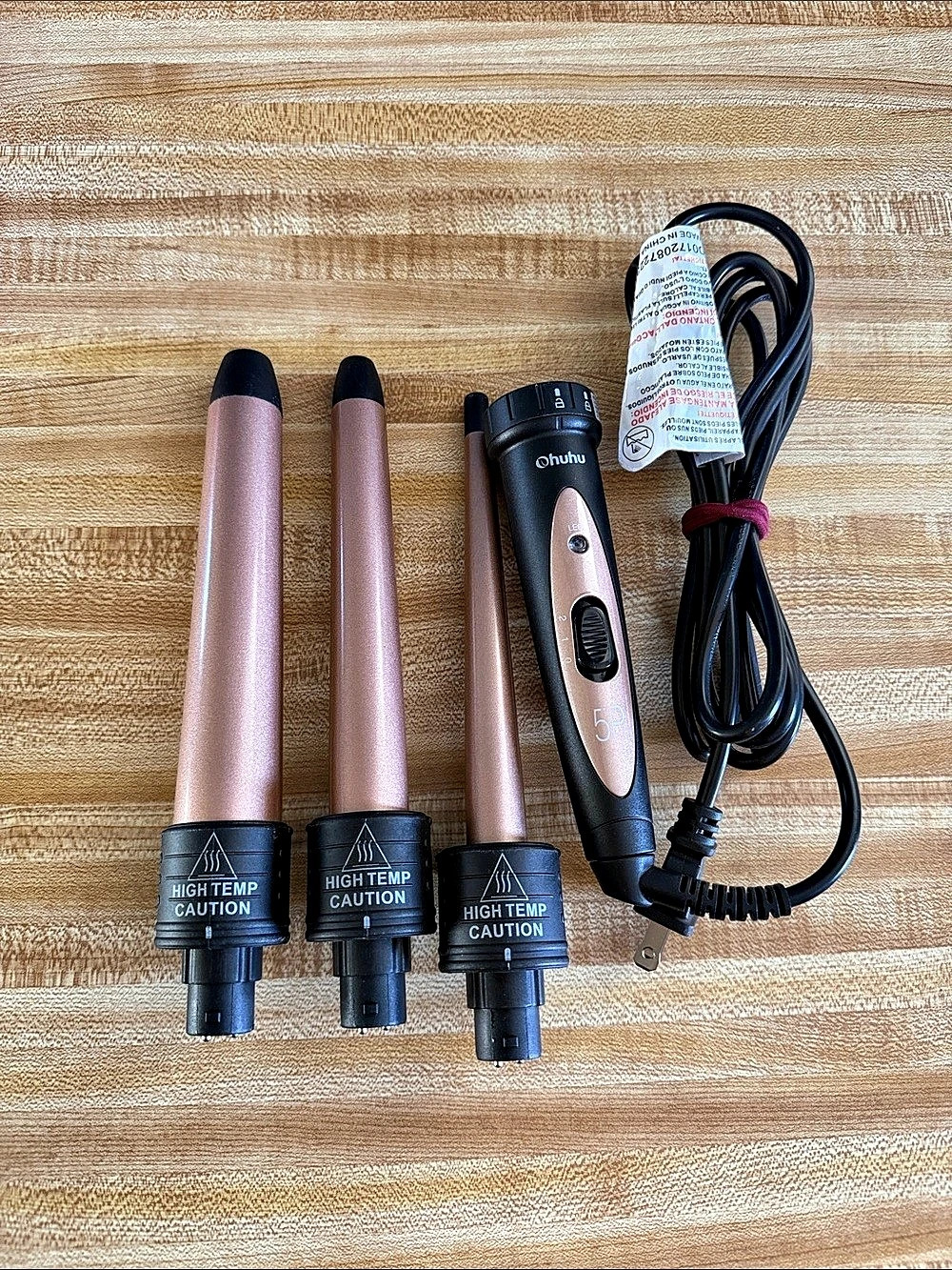 Ohuhu Interchangeable Curling Wand Set Rose Gold & Black
